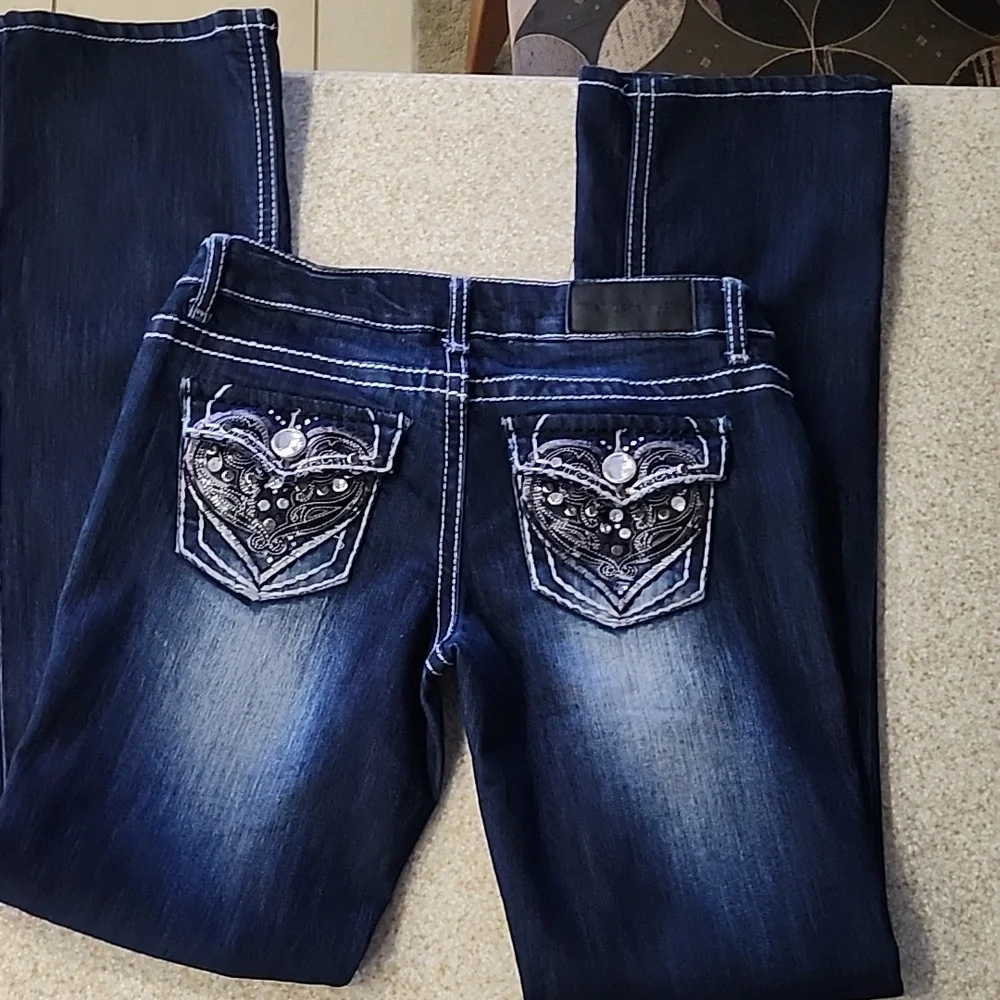 NWOT Twentyone Black by Rue 21 Bling Boot Cut Jeans Size 3/4 - Picture 3 of 13